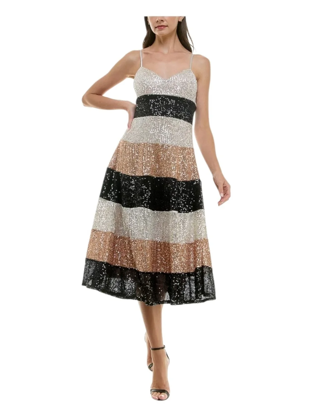 maison tara dresses 91673M - Tea-Length Chiffon Sheath Dress fabric waist tie ribbon Maison Tara 95788M - Knee-Length